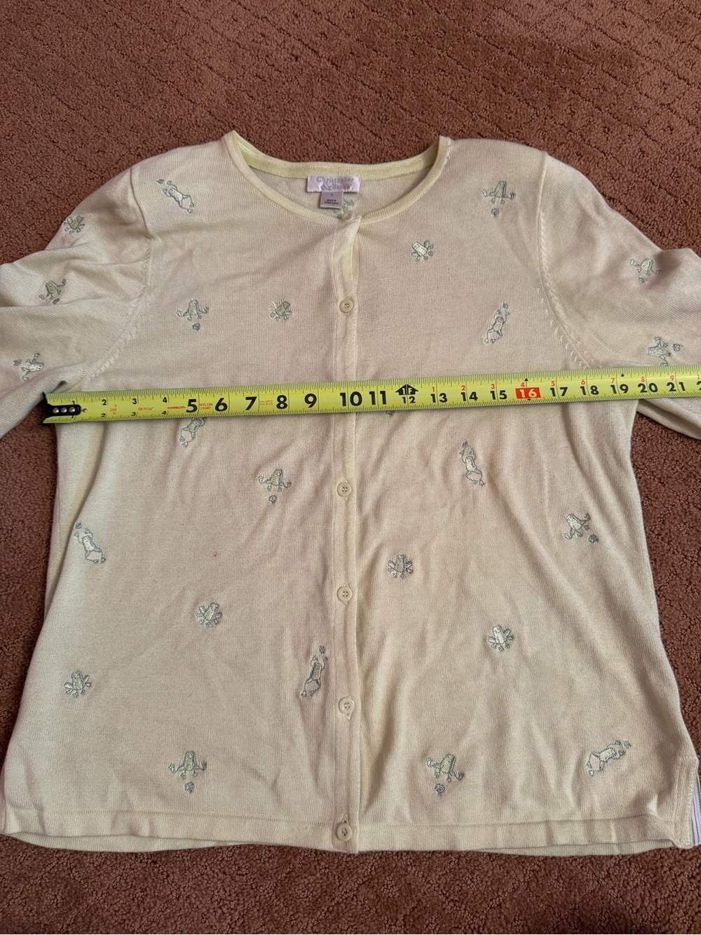 Christopher & Banks Green Frog Embroidered Cardigan Women’s Size L - Picture 2 of 7